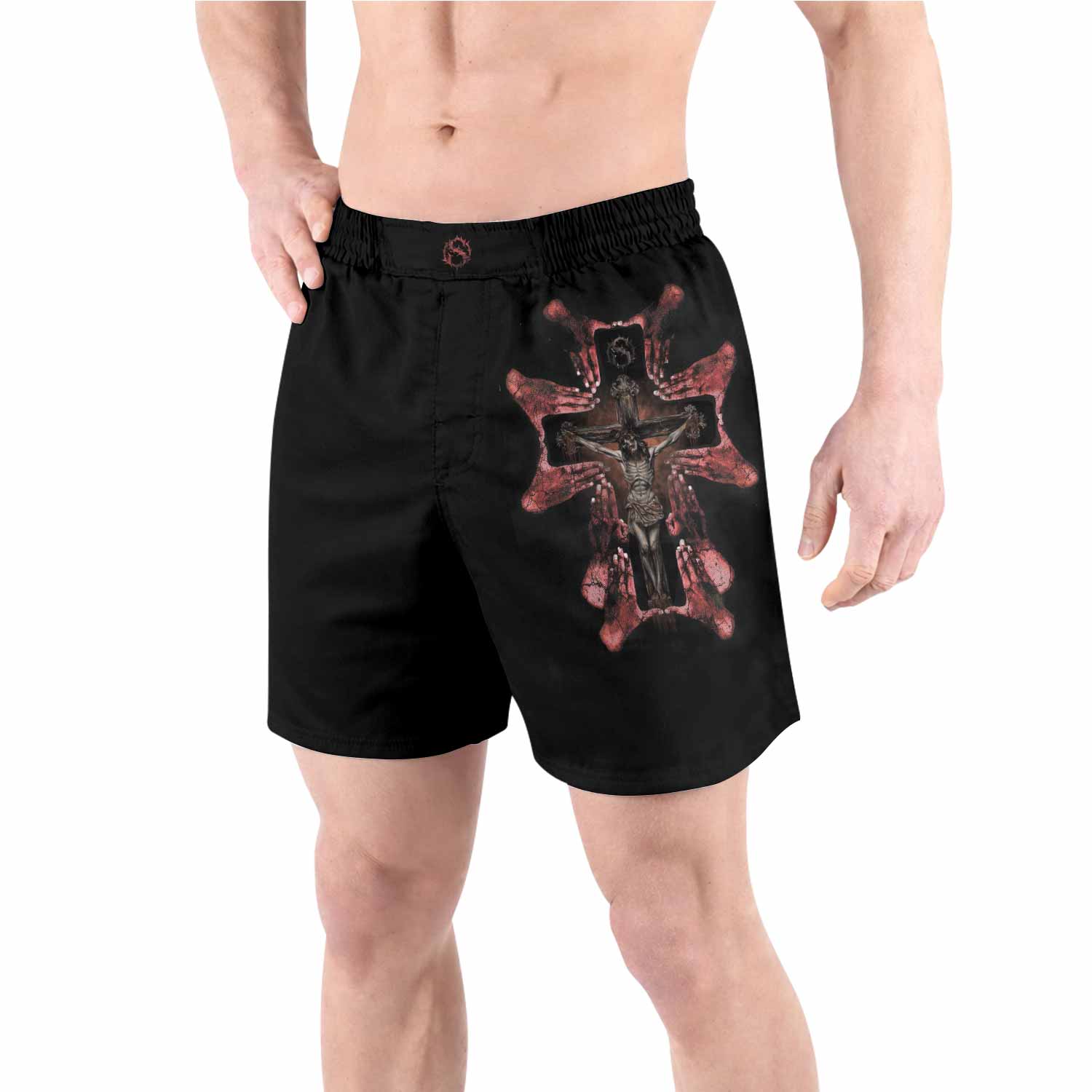 Stigmata Prayer Grappling Shorts - front view lifestyle