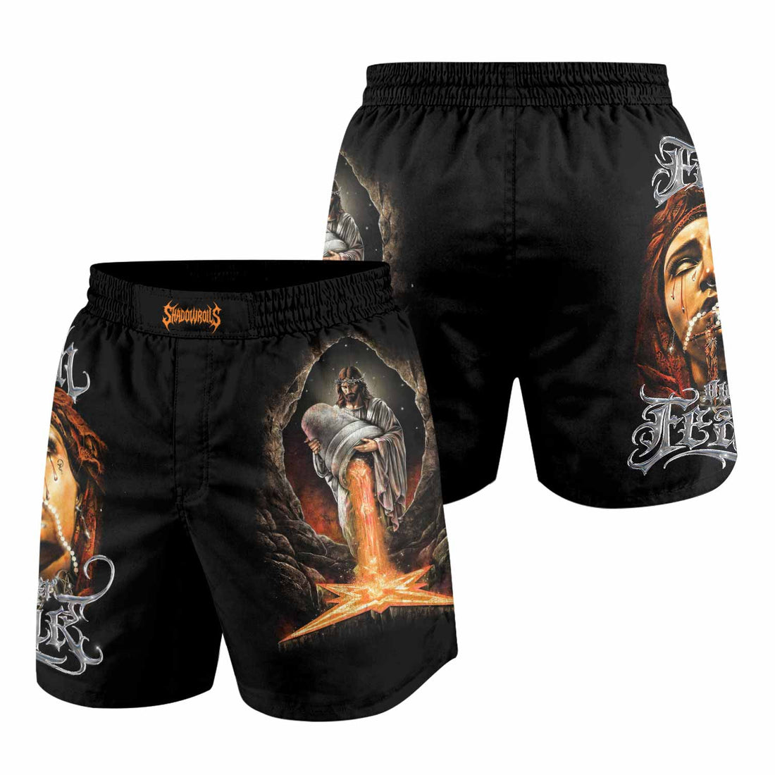 Faith Over Fear Grappling Shorts - front and back view