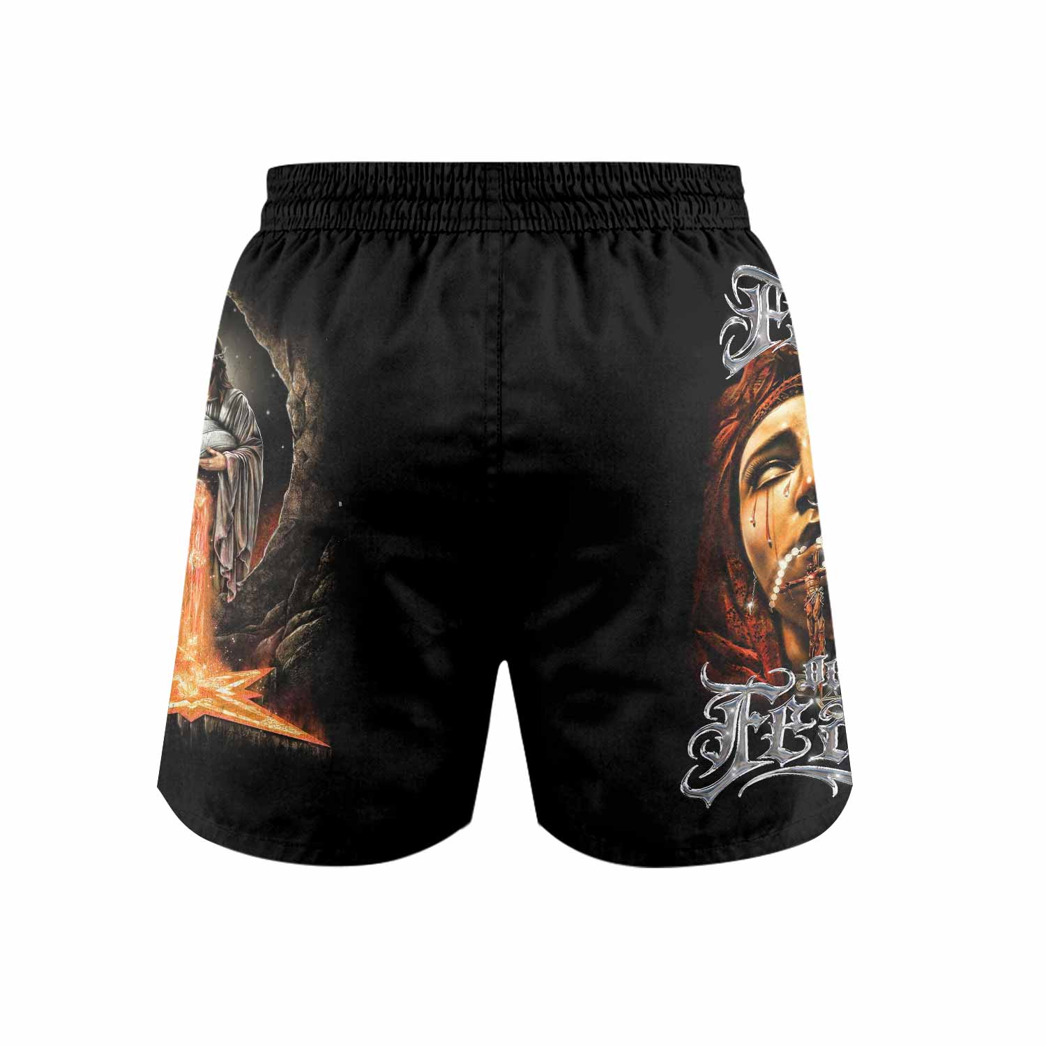Faith Over Fear Grappling Shorts - back view mockup