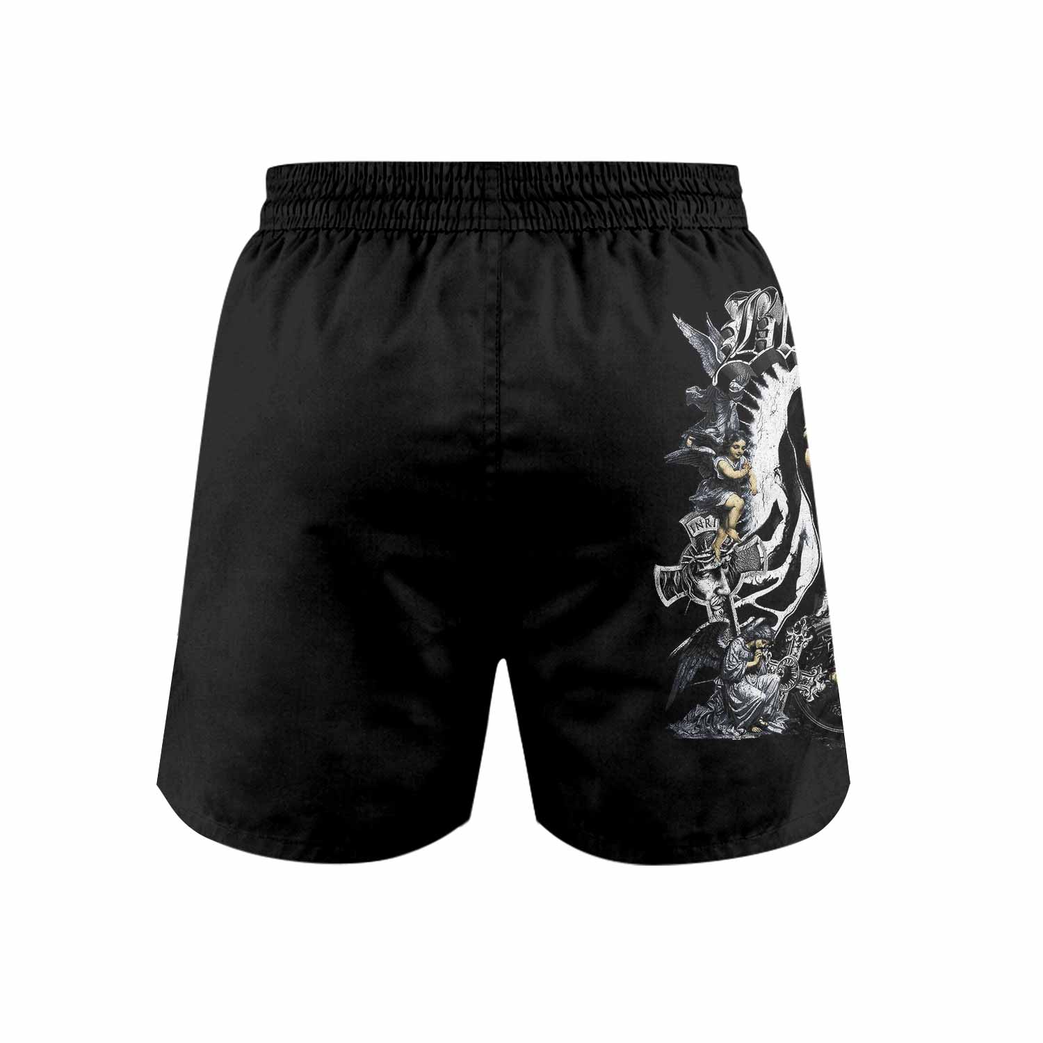 Blessed Saint Grappling Shorts - back view mockup