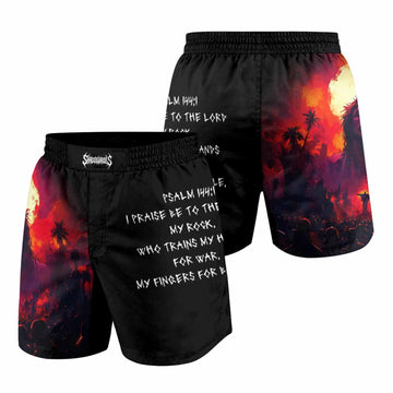 Red Redemption Grappling Shorts - front and back view