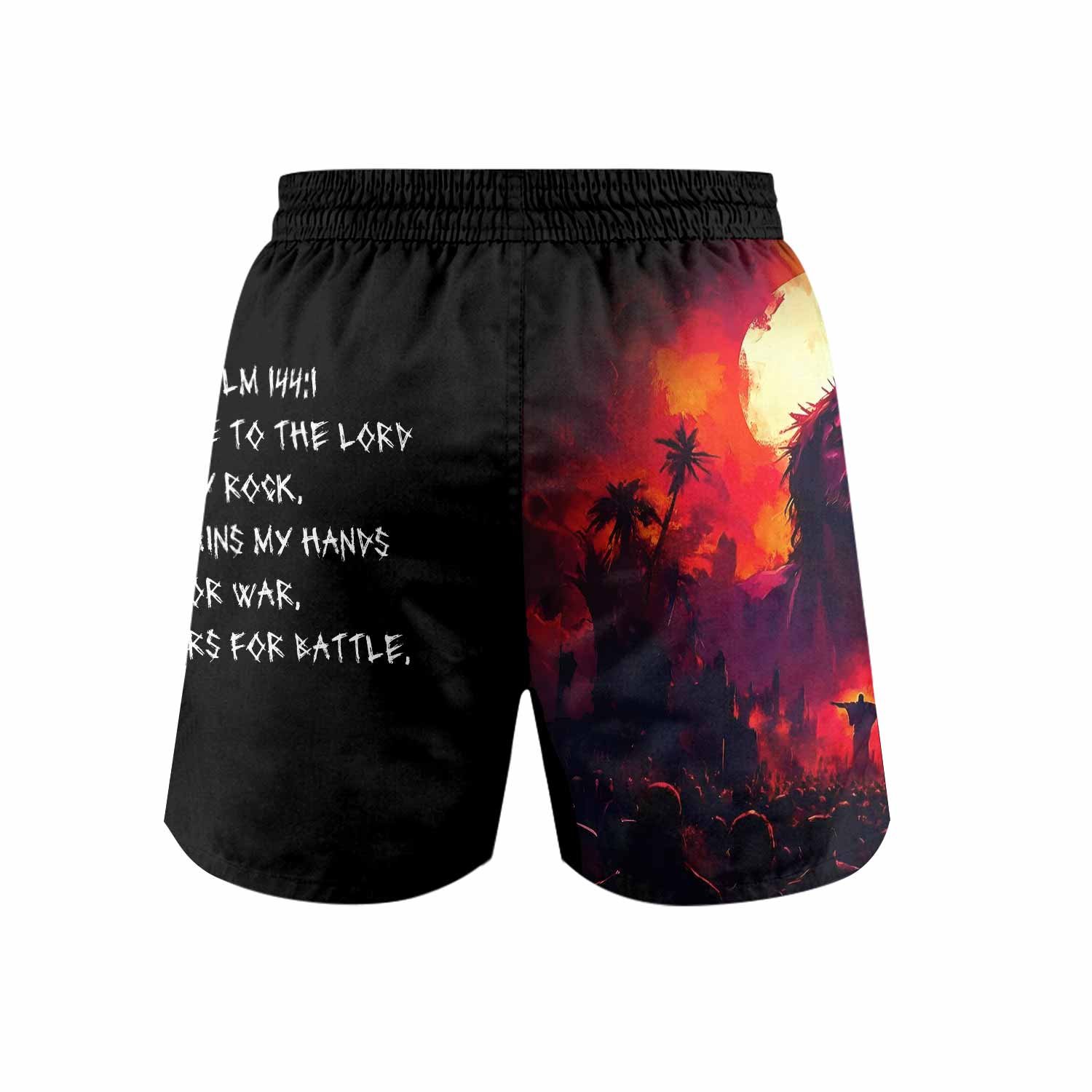 Red Redemption Grappling Shorts - back view mockup