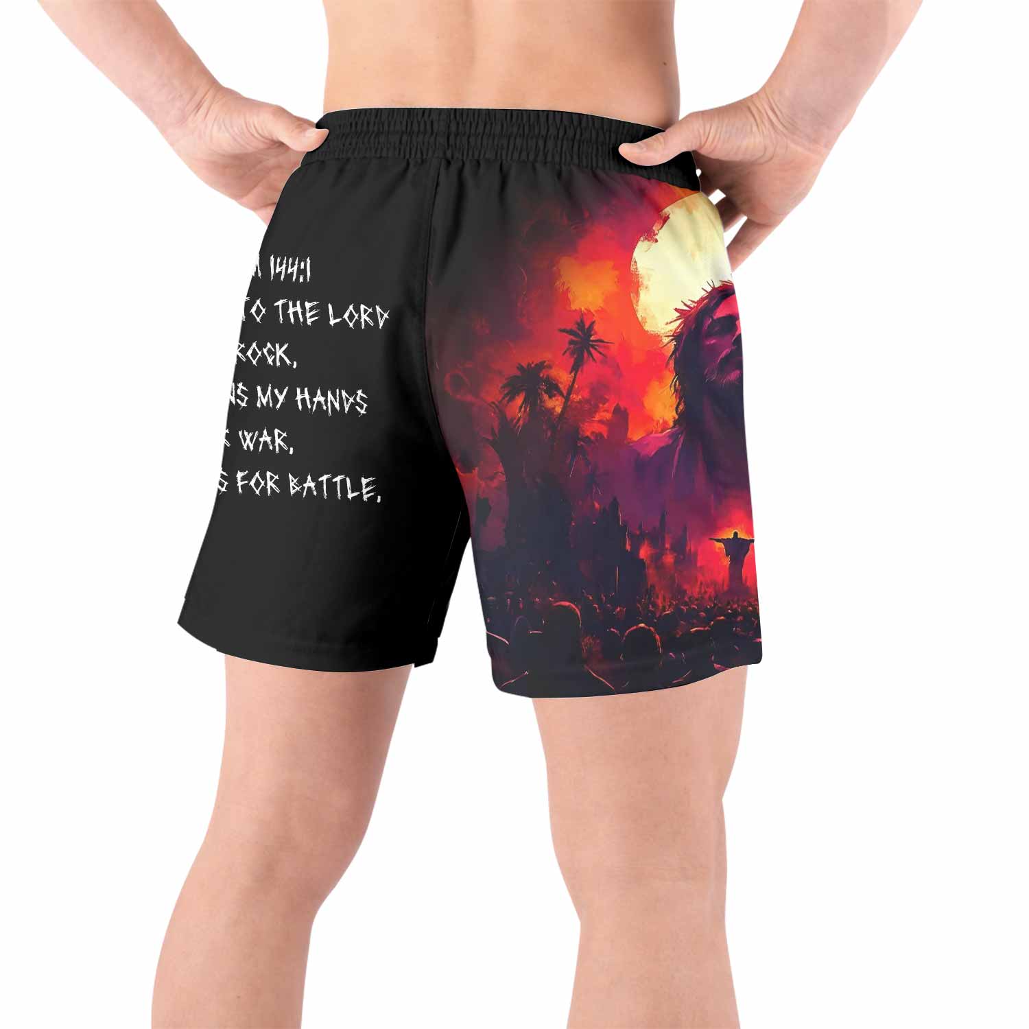 Red Redemption Grappling Shorts - back view lifestyle