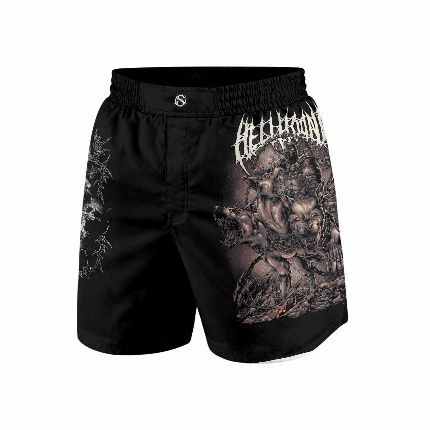 Dark Cerberus Unleashed Grappling Shorts - front view mockup