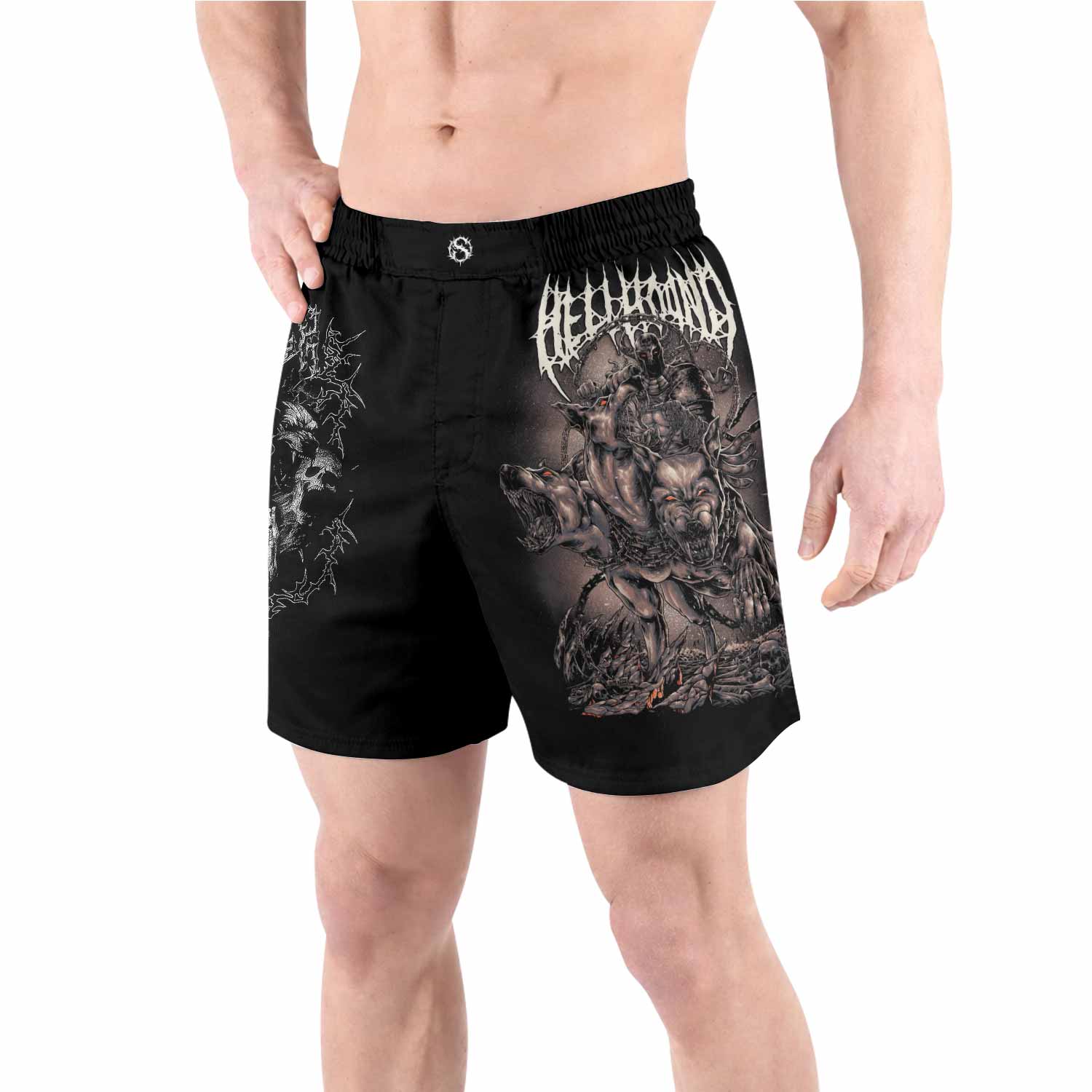 Dark Cerberus Unleashed Grappling Shorts - front view lifestyle