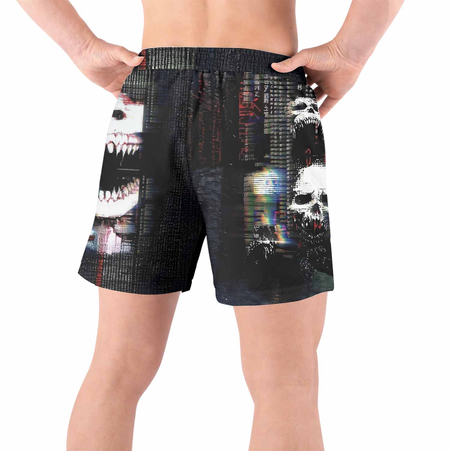 Digital Fear Protocol Grappling Shorts - back view lifestyle