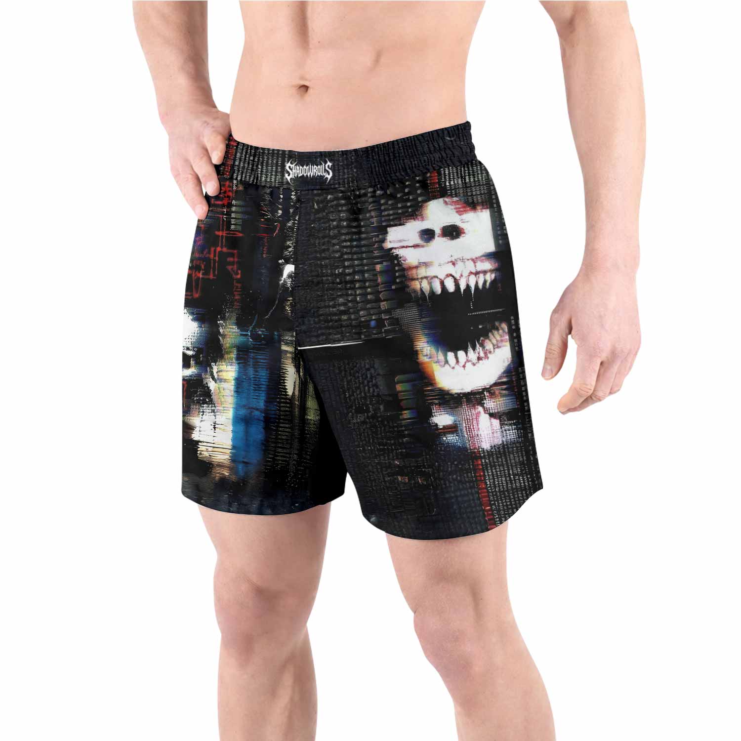Digital Fear Protocol Grappling Shorts - front view lifestyle