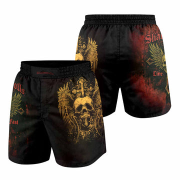 Burning Cross Rebellion Grappling Shorts - front and back view