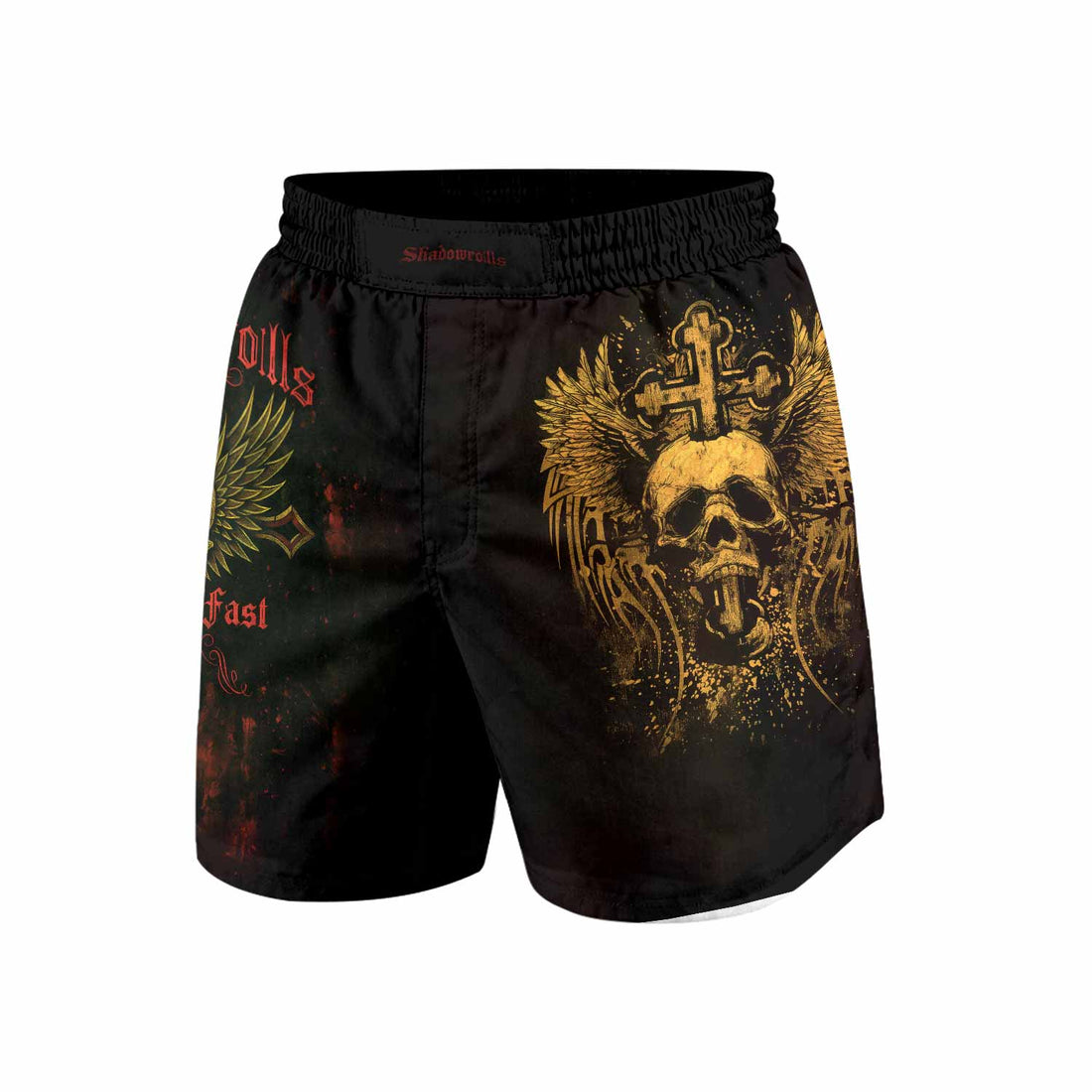 Burning Cross Rebellion Grappling Shorts - front and back view