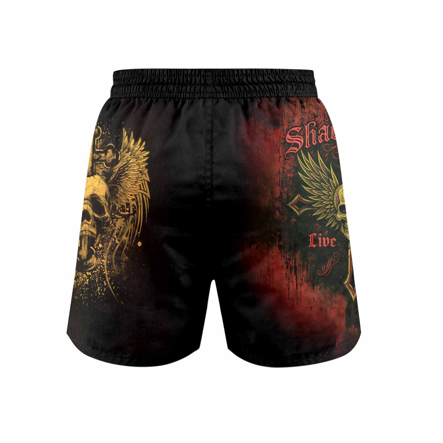 Burning Cross Rebellion Grappling Shorts - back view mockup