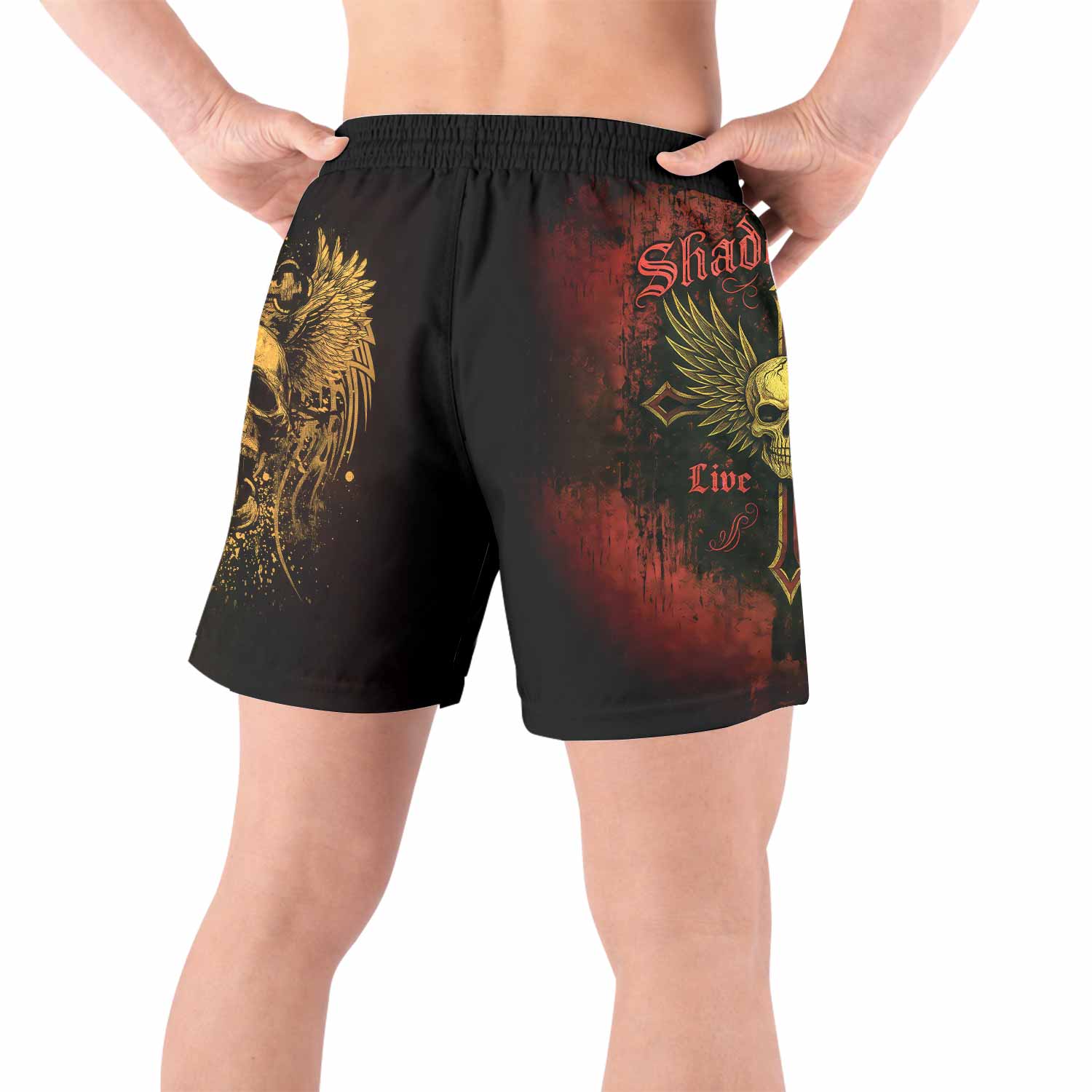 Burning Cross Rebellion Grappling Shorts - back view lifestyle