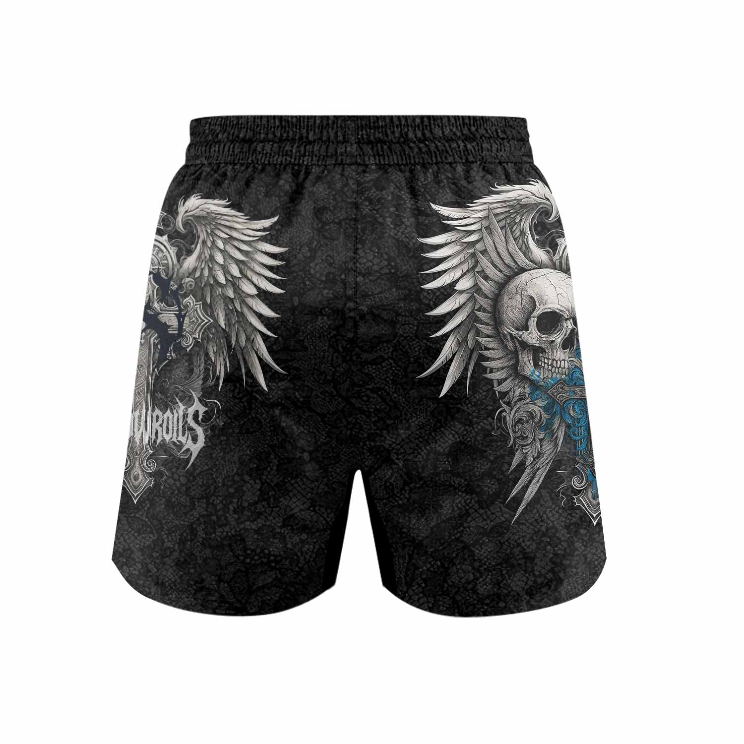 Twin Skulls Covenant Grappling Shorts - back view mockup