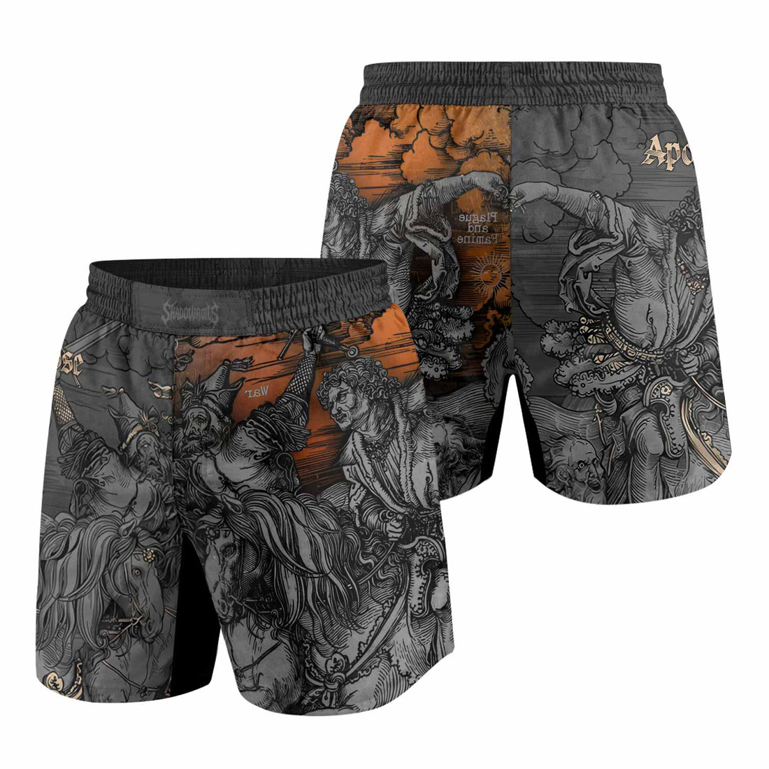 Riders of the Apocalypse Grappling Shorts - front and back view
