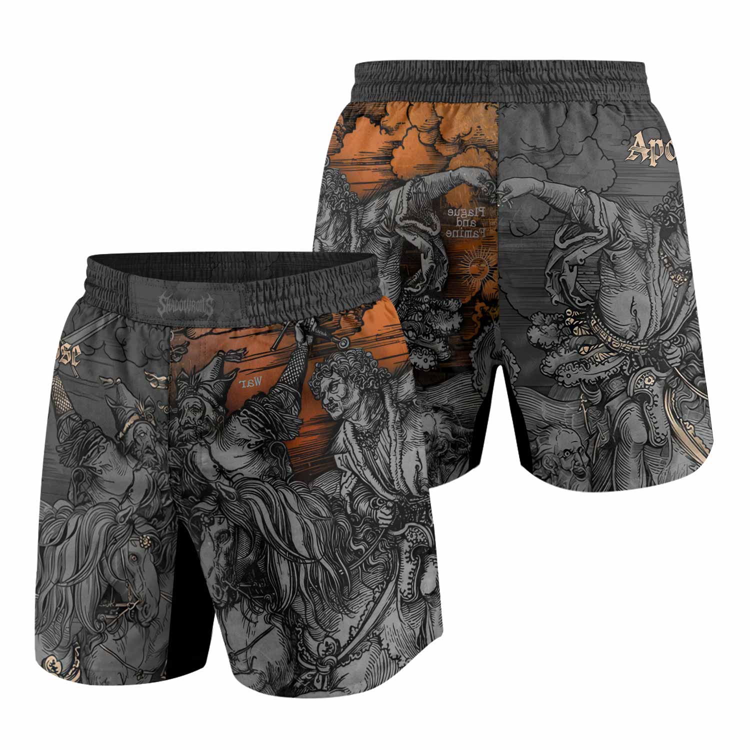 Riders of the Apocalypse Grappling Shorts - front and back view