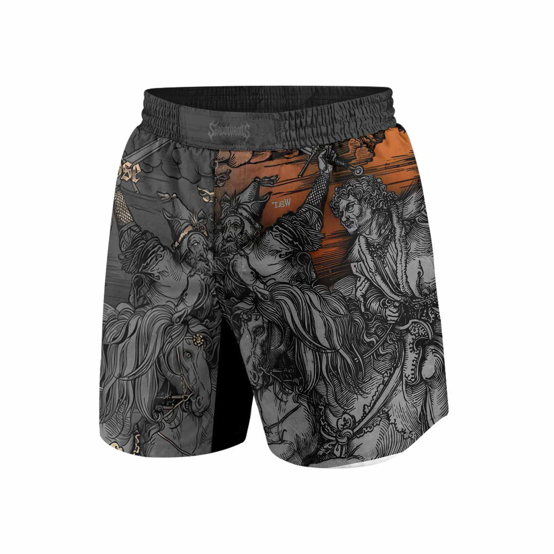 Riders of the Apocalypse Grappling Shorts - front and back view