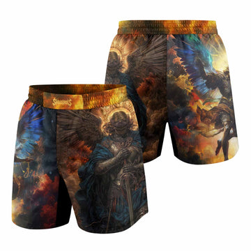 Archangel Michael Grappling Shorts - front and back view