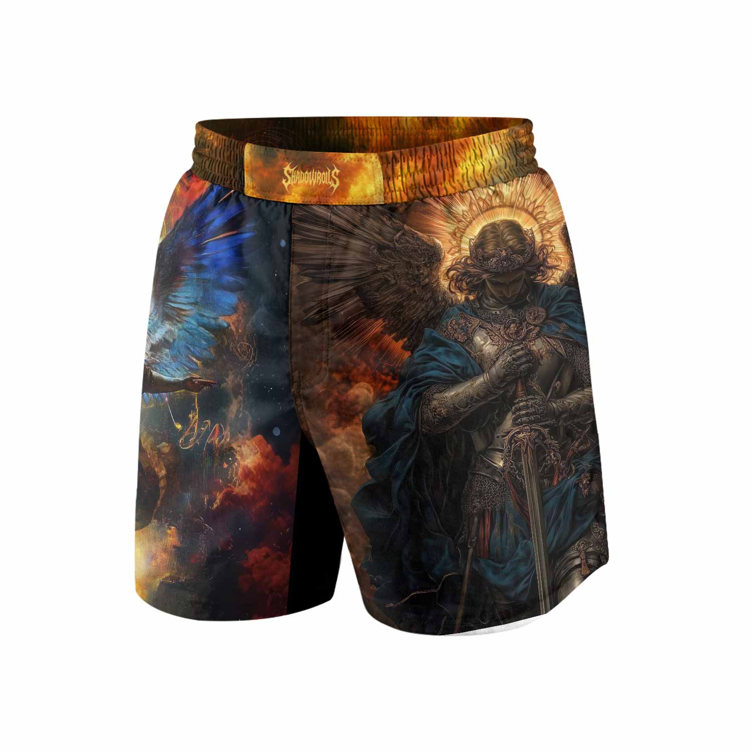 Archangel Michael Grappling Shorts - front view mockup