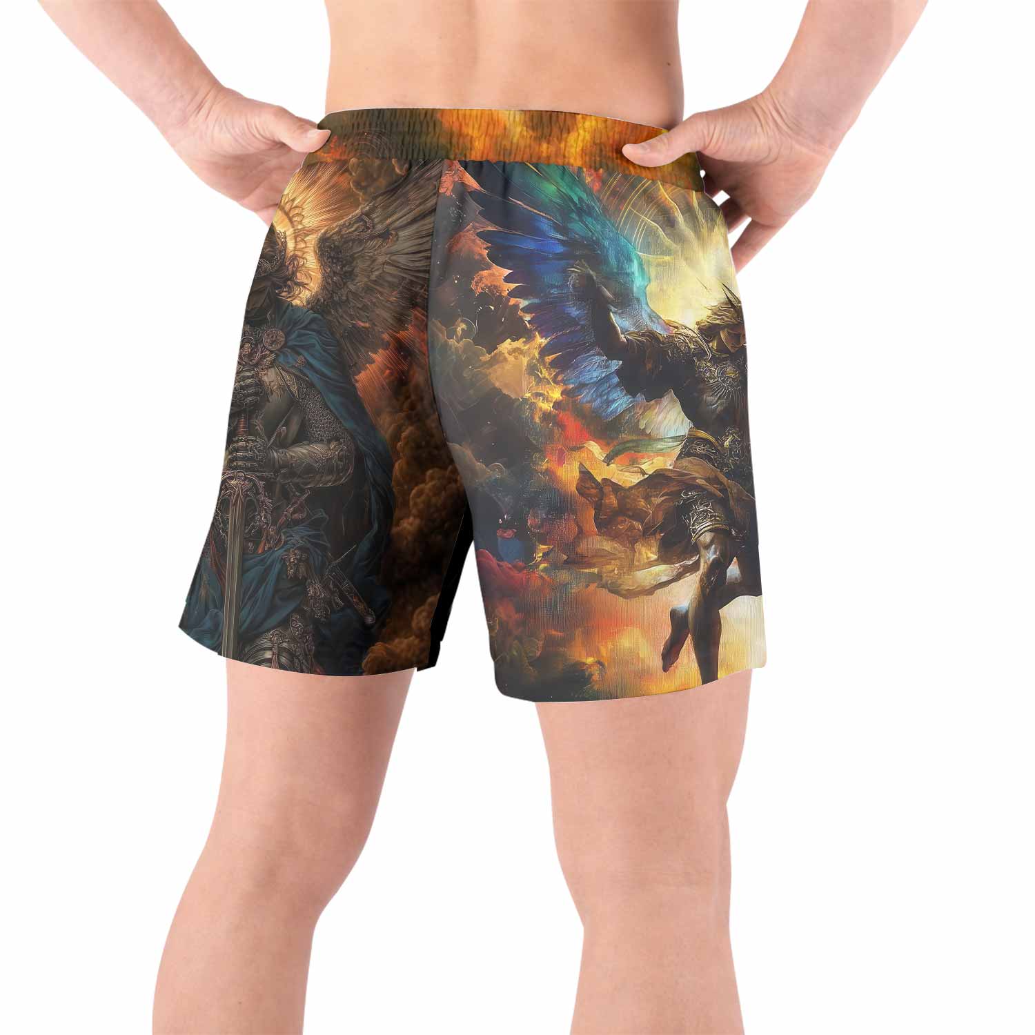 Archangel Michael Grappling Shorts - back view lifestyle