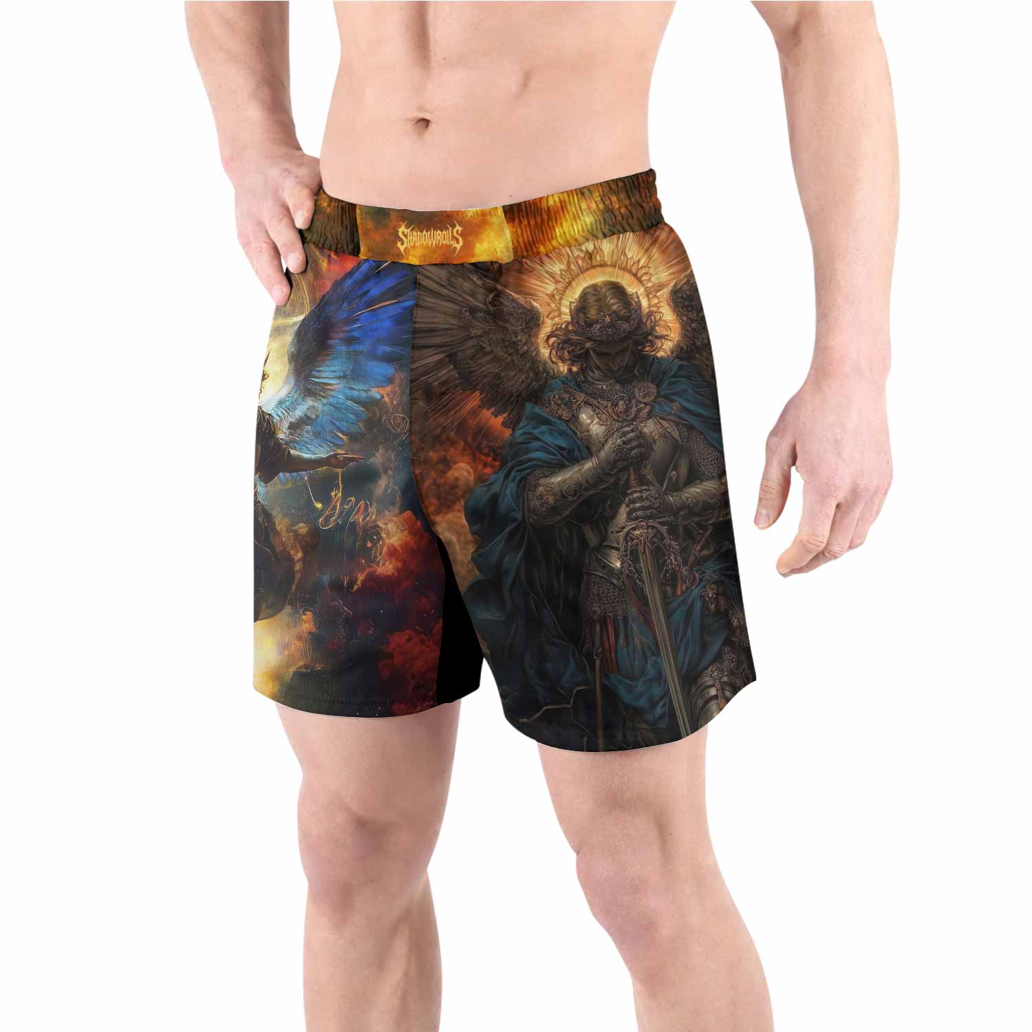 Archangel Michael Grappling Shorts - front view lifestyle