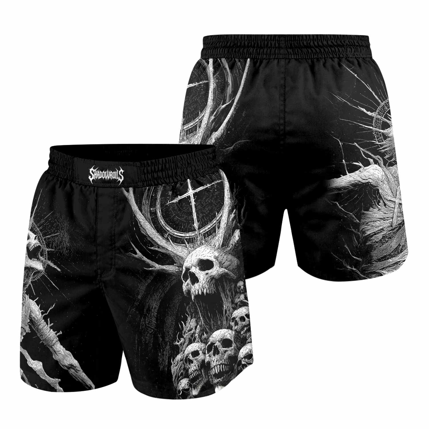 Eternal Scream Grappling Shorts - front and back view