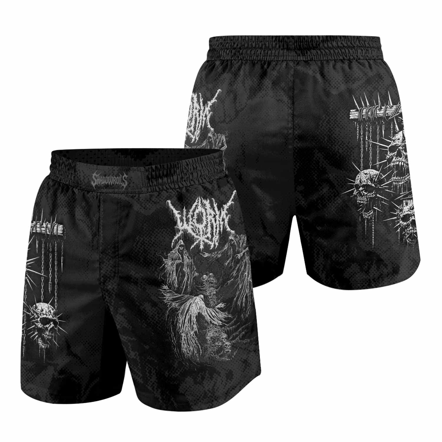 Necromancy Ritual Grappling Shorts - front and back view