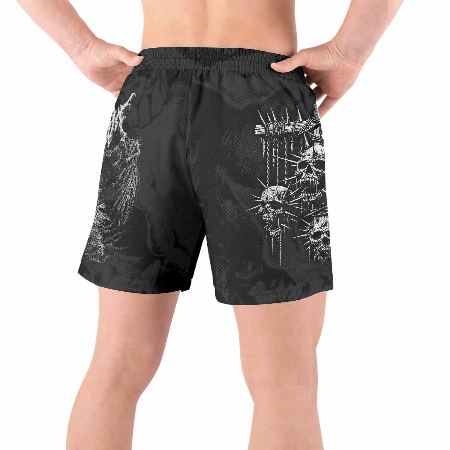 Necromancy Ritual Grappling Shorts - back view lifestyle