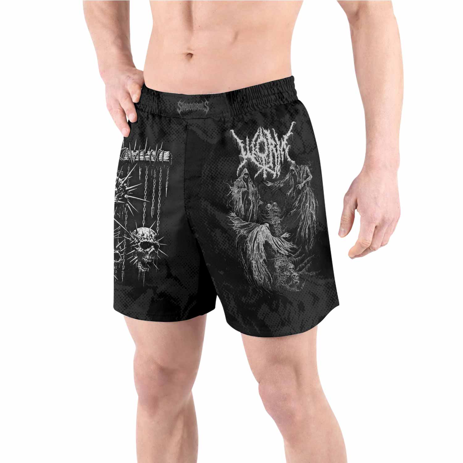 Necromancy Ritual Grappling Shorts - front view lifestyle