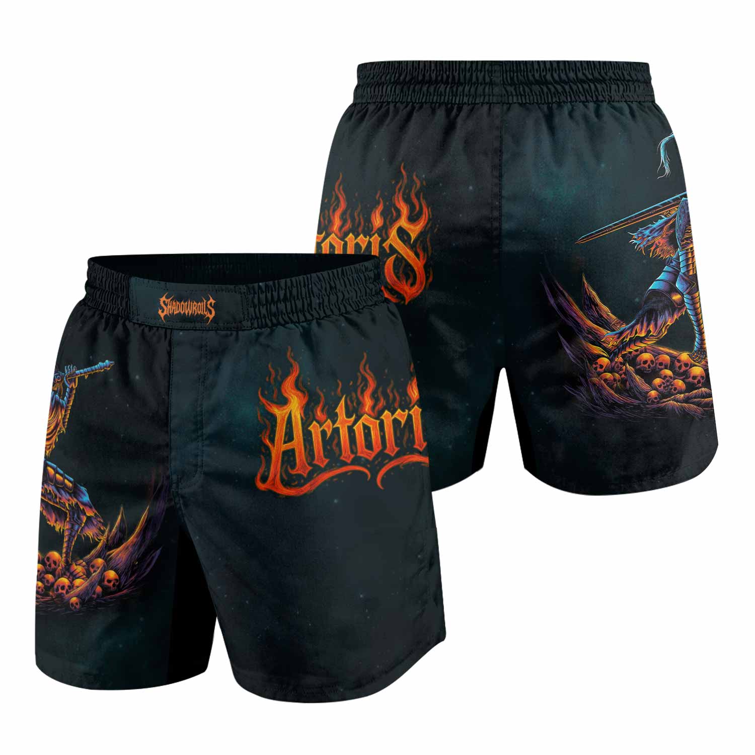 Infernal Artorias Grappling Shorts - front and back view