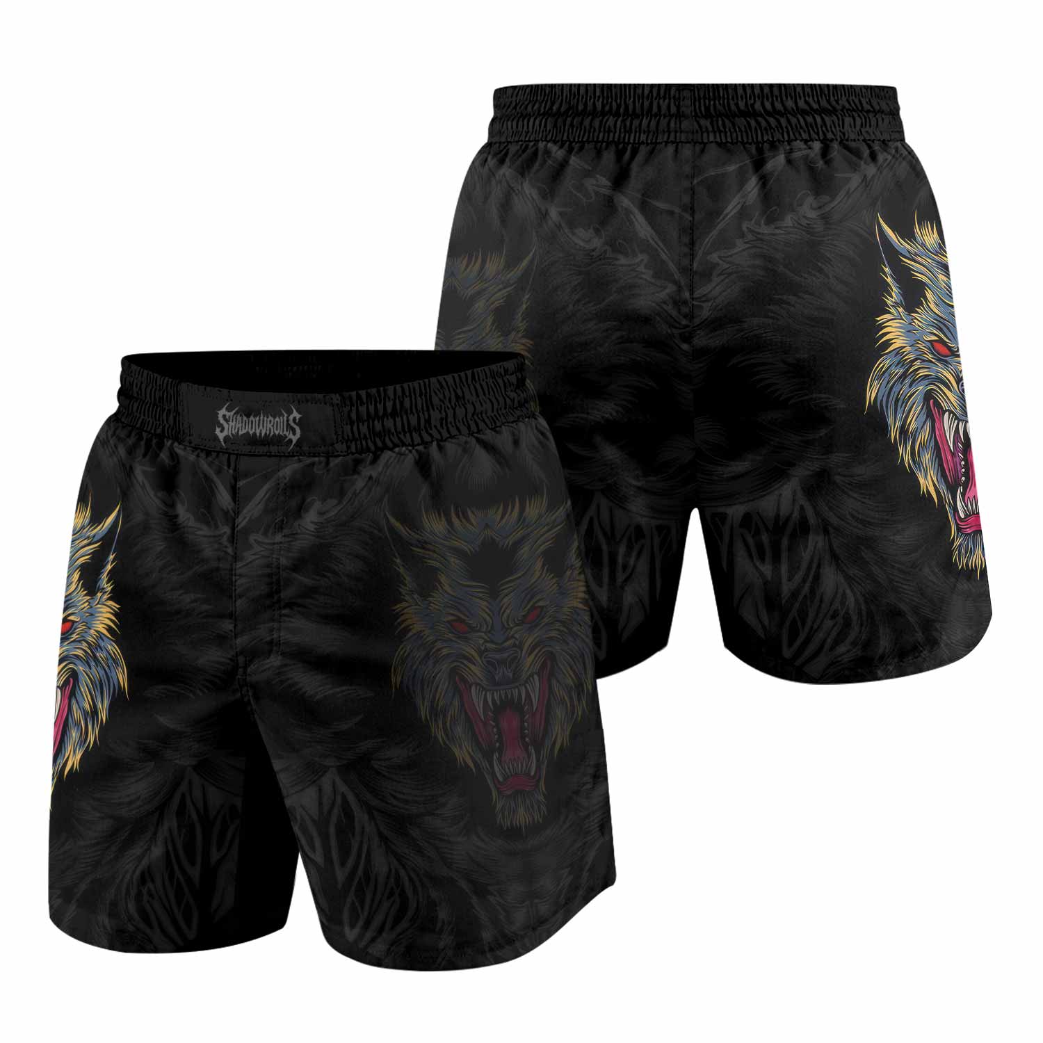 Wolf Rage Grappling Shorts - front and back view
