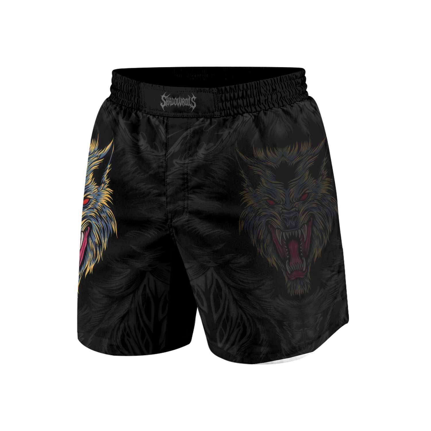 Wolf Rage Grappling Shorts - front view mockup