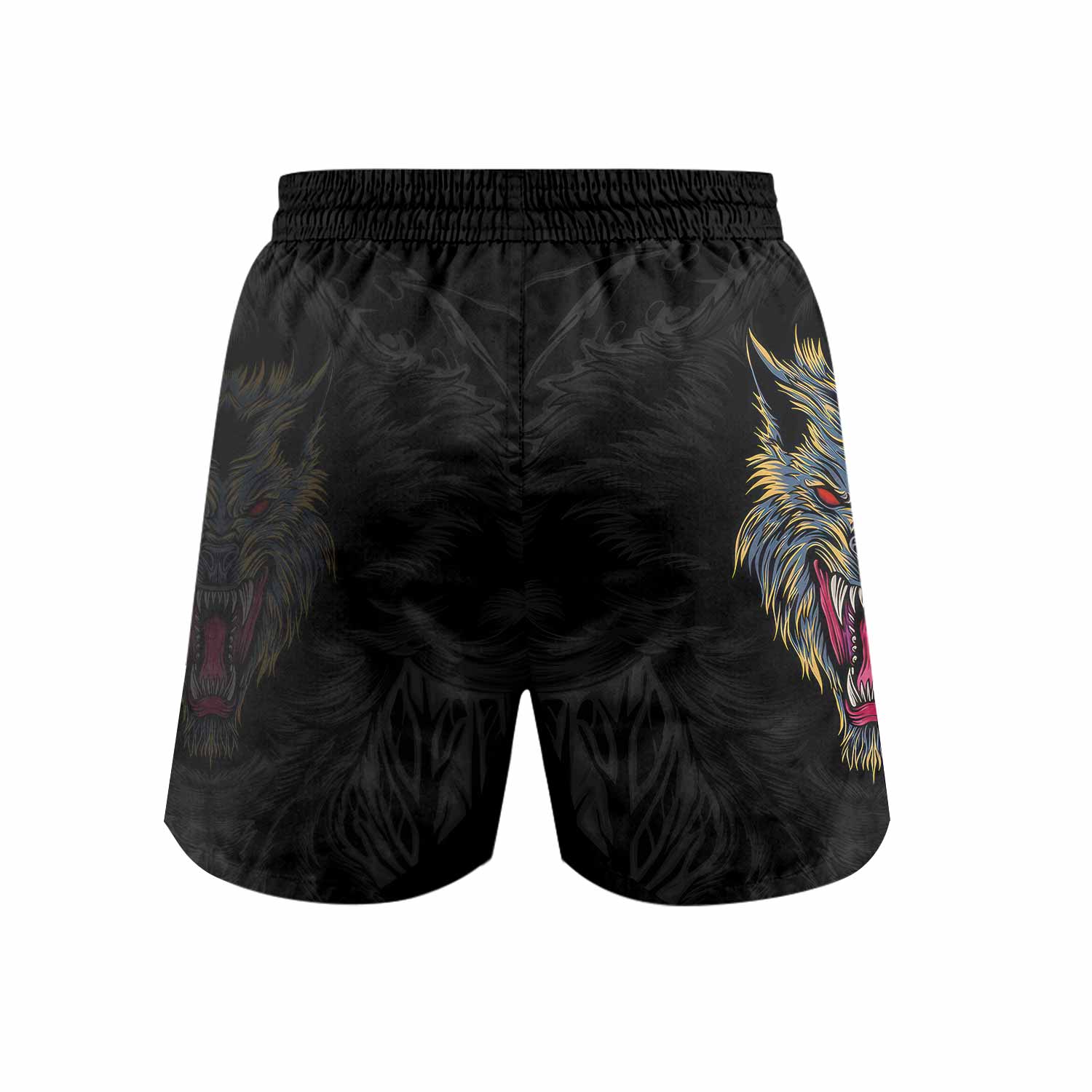 Wolf Rage Grappling Shorts - back view mockup