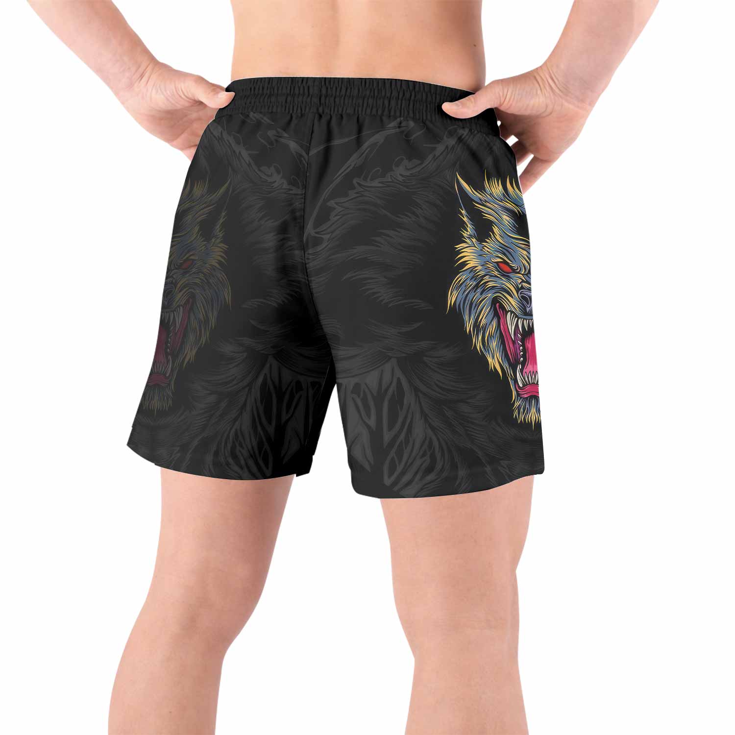 Wolf Rage Grappling Shorts - back view lifestyle