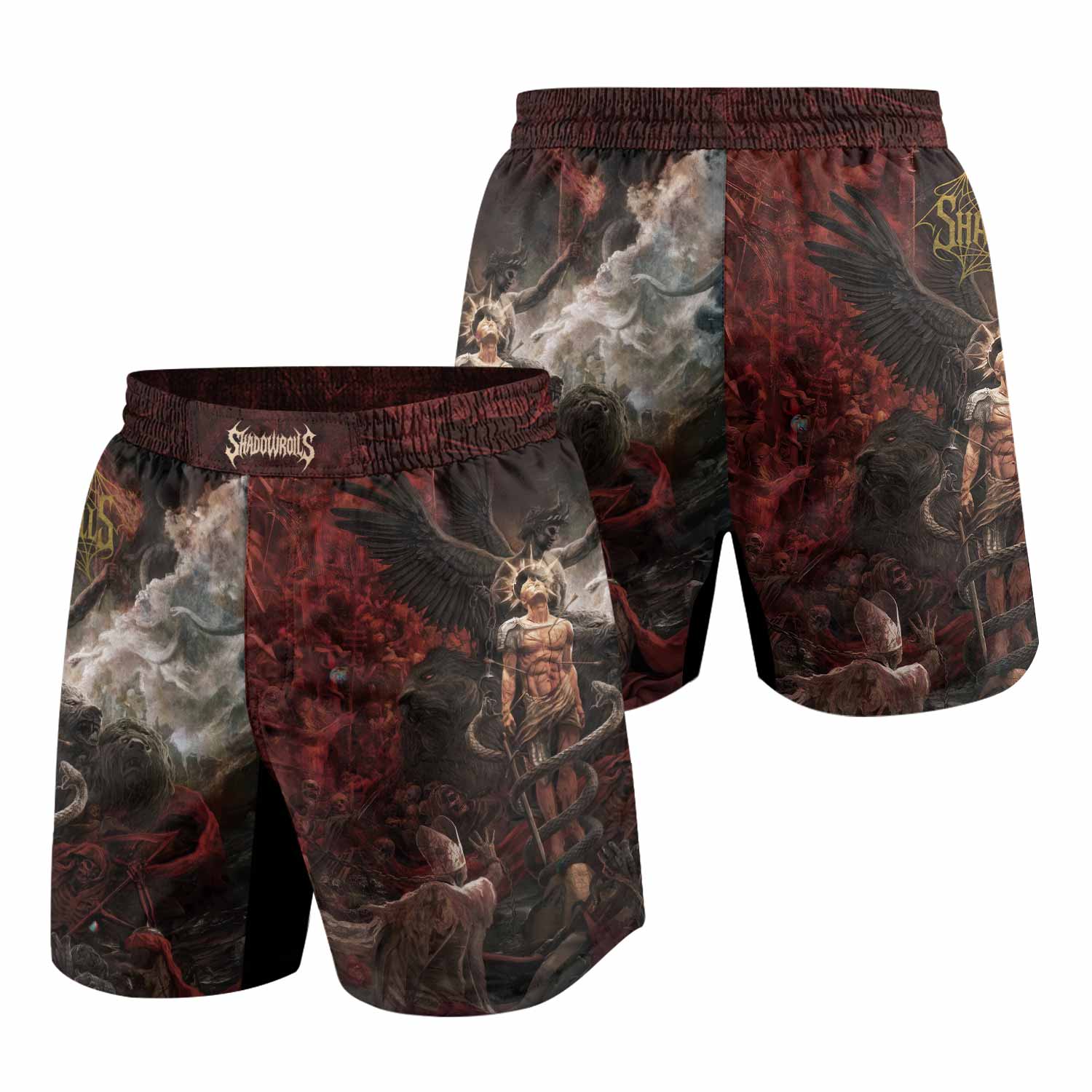 Fallen Angel Grappling Shorts - front and back view