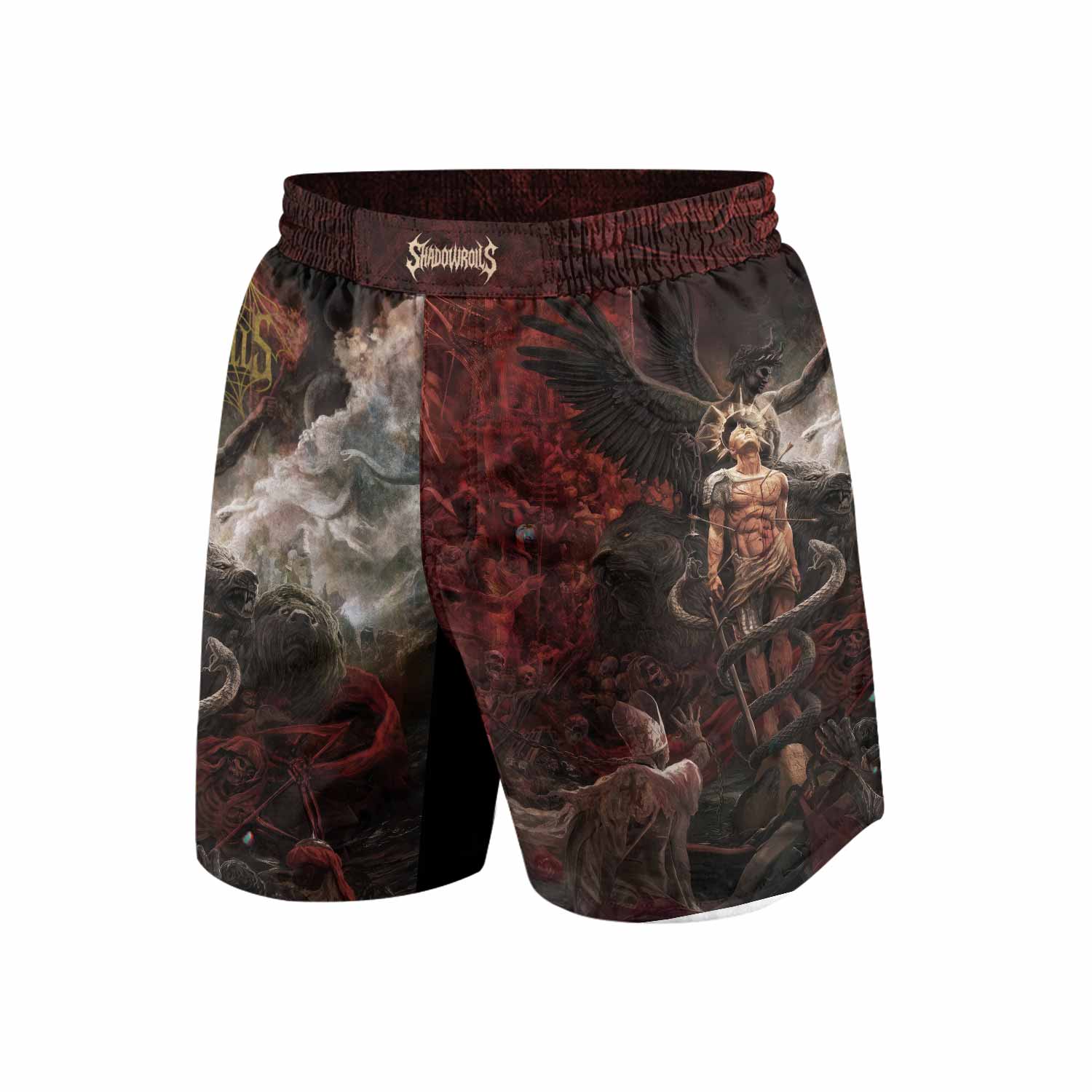 Fallen Angel Grappling Shorts - front view mockup