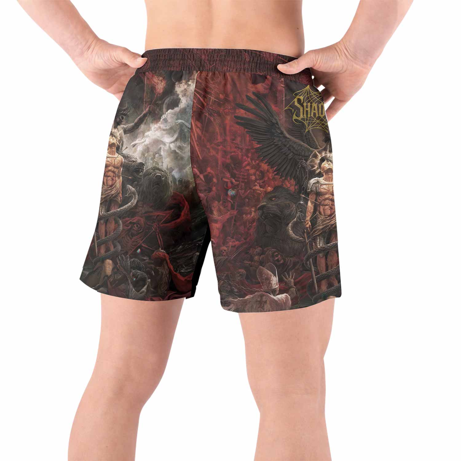 Fallen Angel Grappling Shorts - back view lifestyle