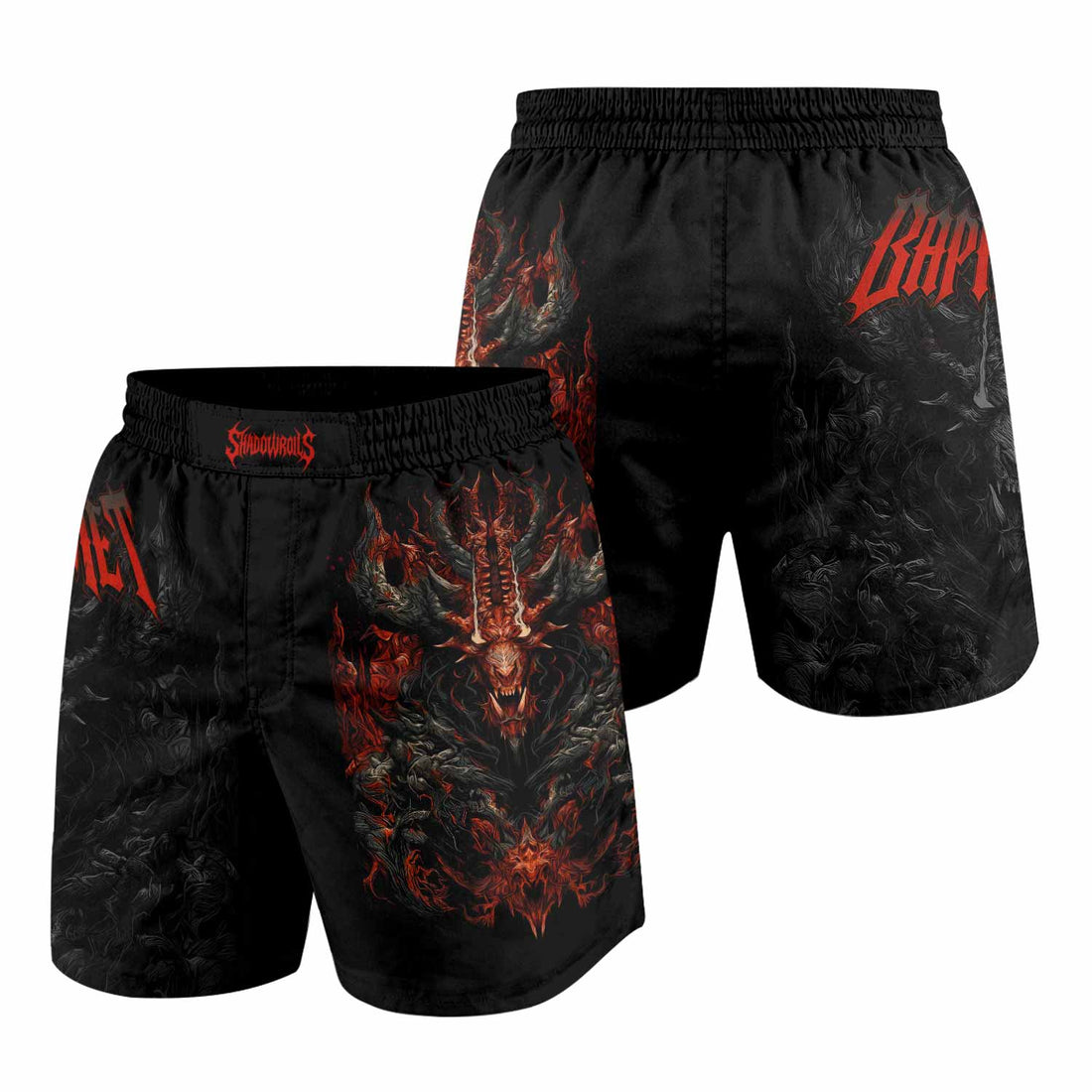 Baphomet's Wrath Grappling Shorts - front and back view