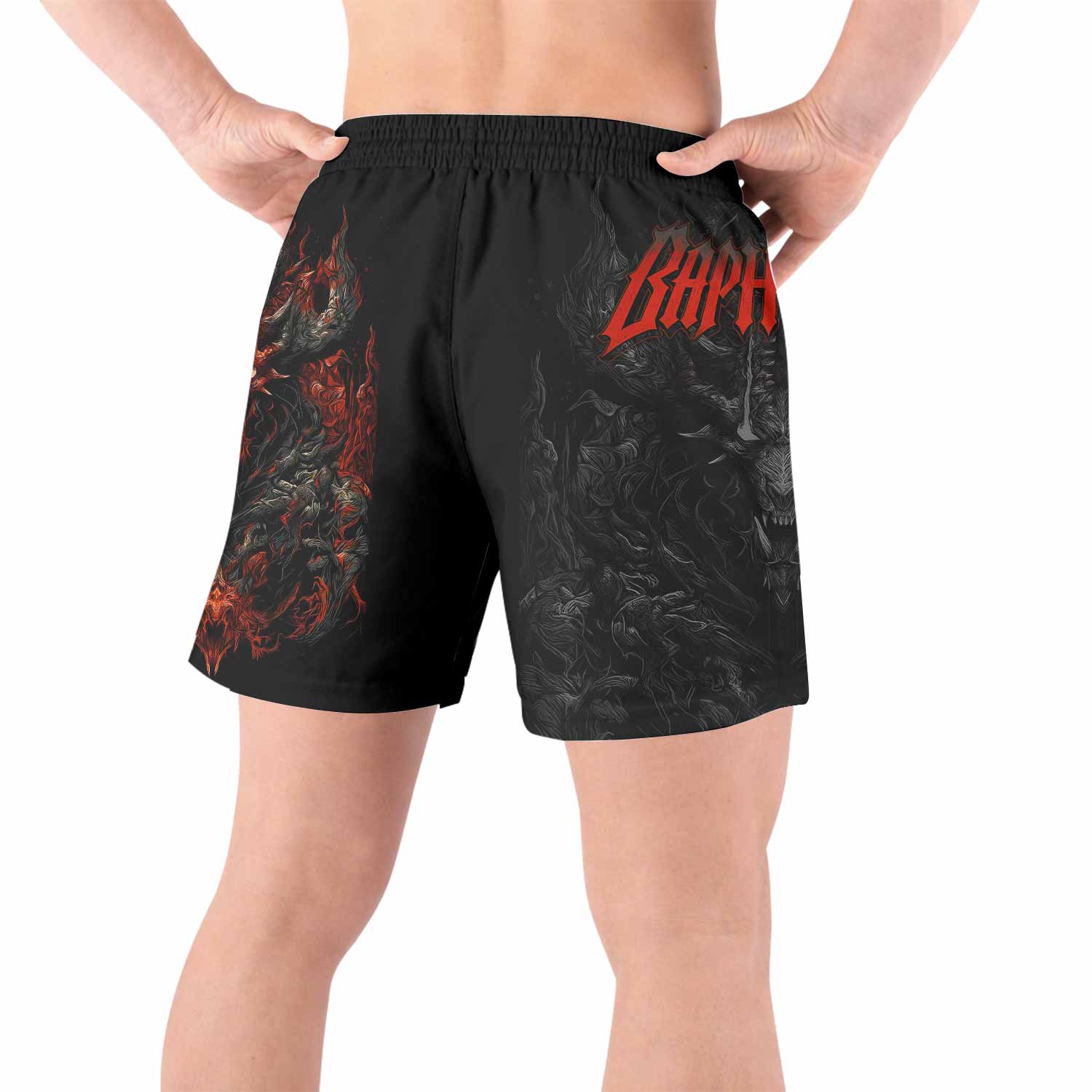 Baphomet's Wrath Grappling Shorts - back view lifestyle