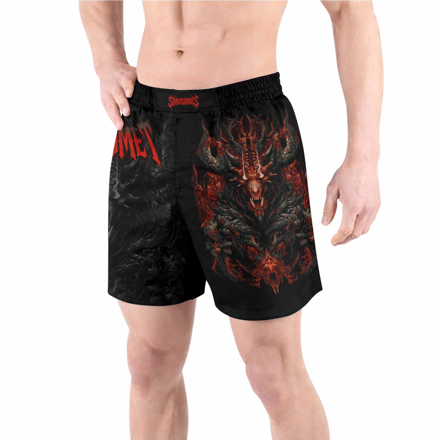 Baphomet's Wrath Grappling Shorts - front view lifestyle