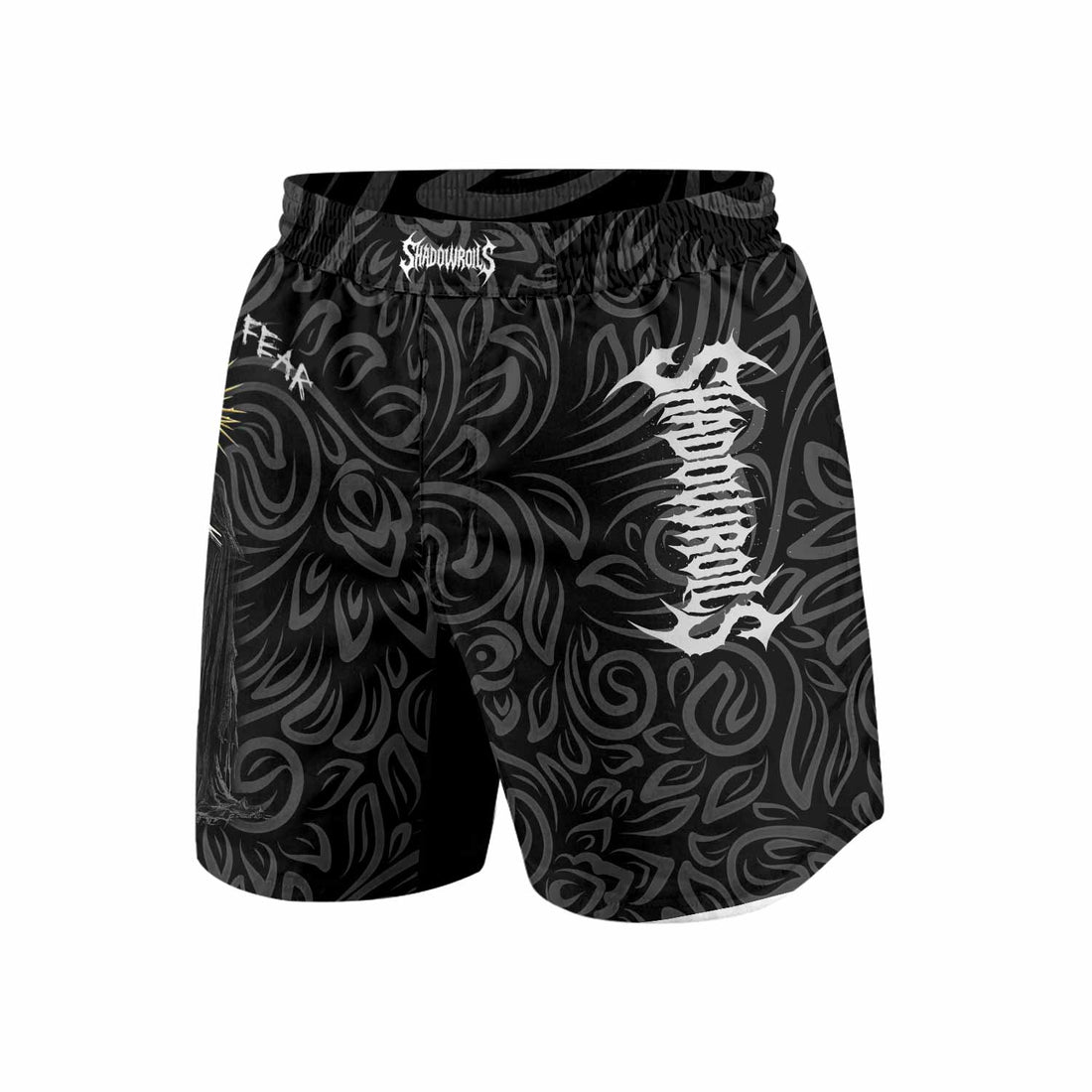 Faith Over Fear Dark Halo Grappling Shorts - front and back view