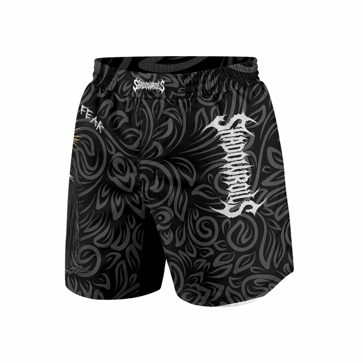 Faith Over Fear Dark Halo Grappling Shorts - front view mockup