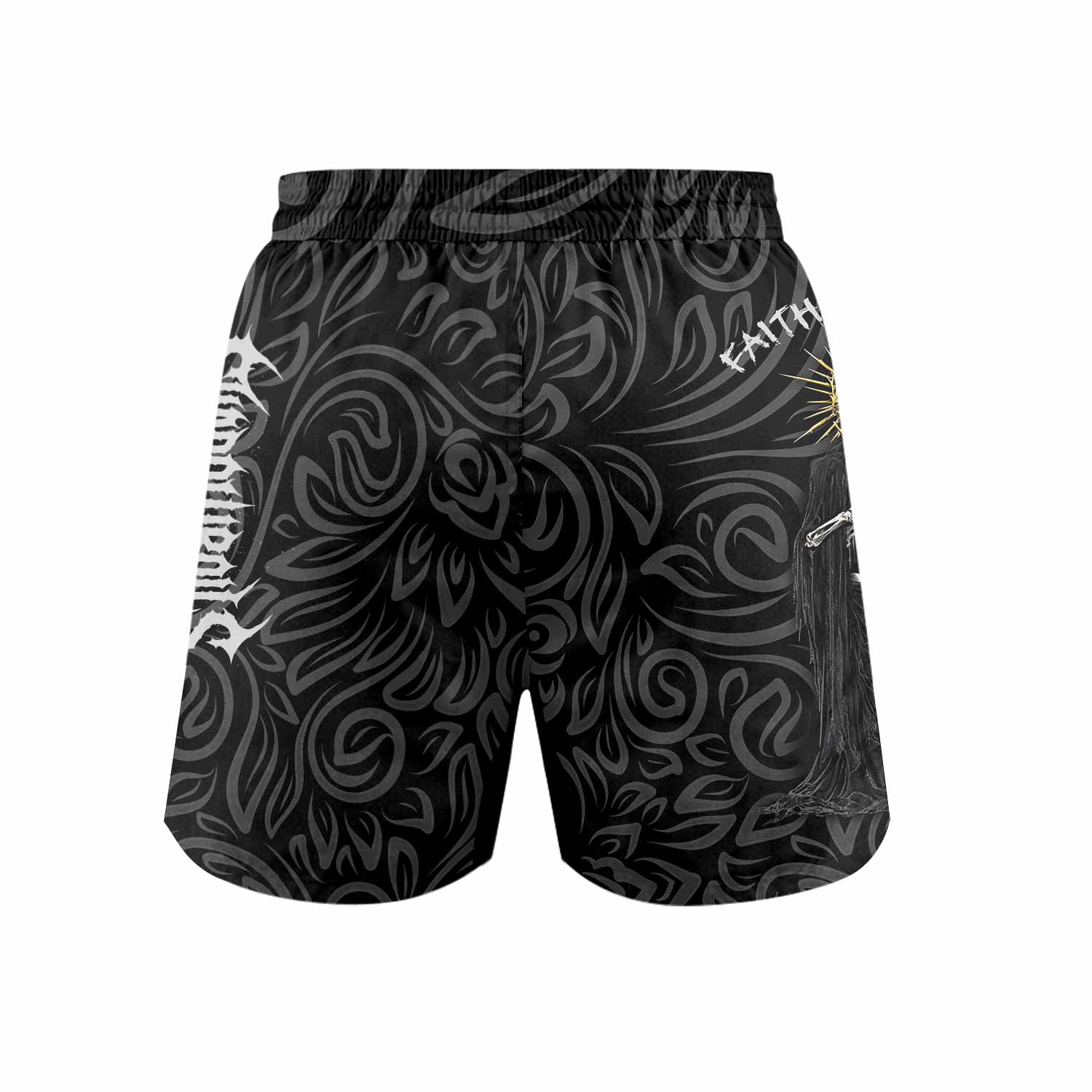 Faith Over Fear Dark Halo Grappling Shorts - back view mockup