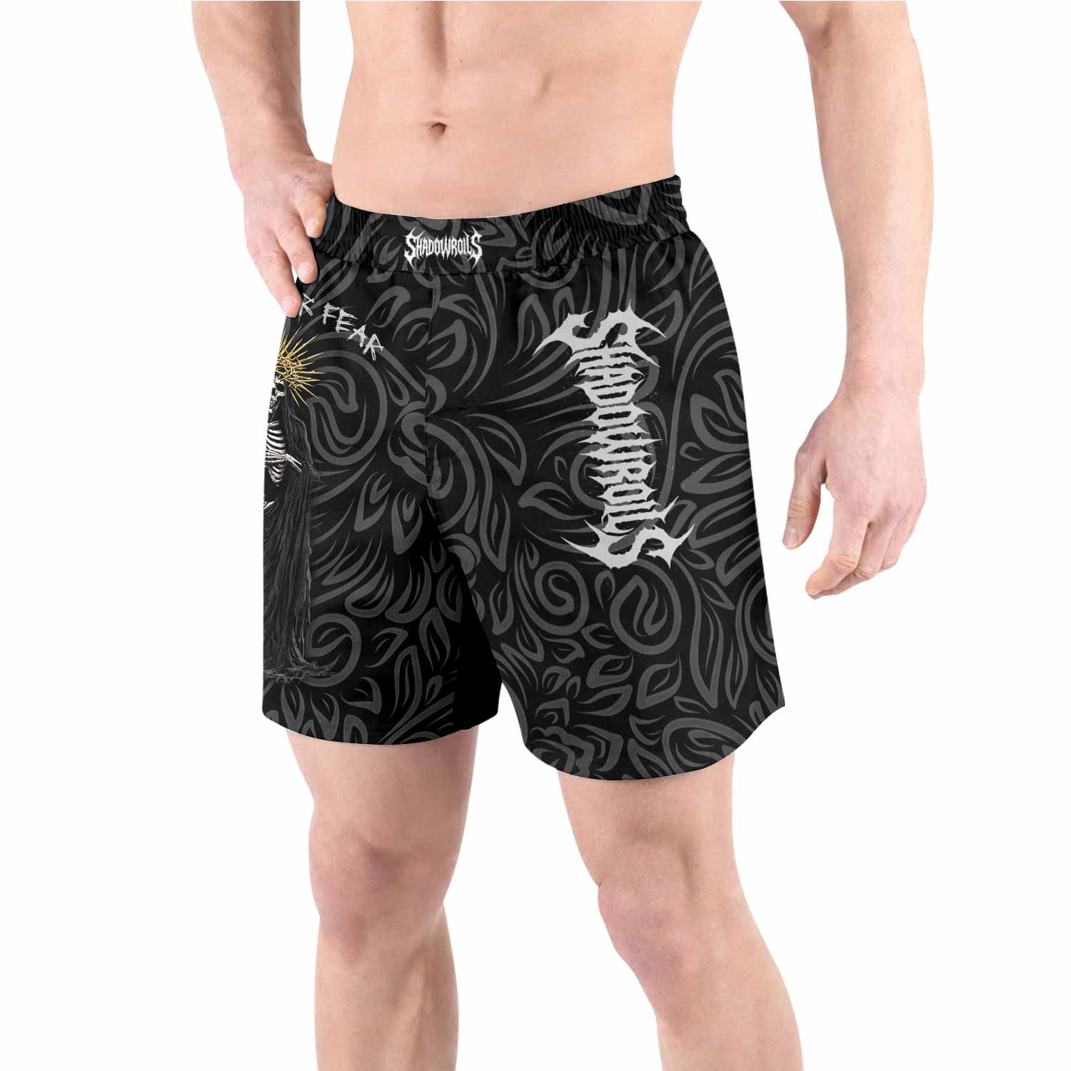 Faith Over Fear Dark Halo Grappling Shorts - front view lifestyle