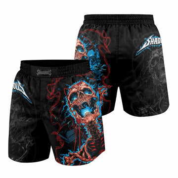 Necro Chains Grappling Shorts - front and back view