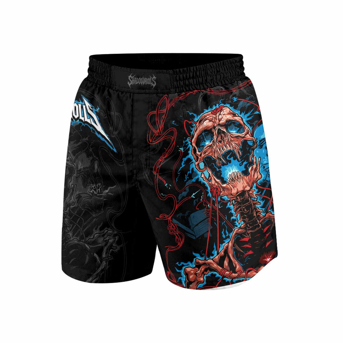 Necro Chains Grappling Shorts - front and back view