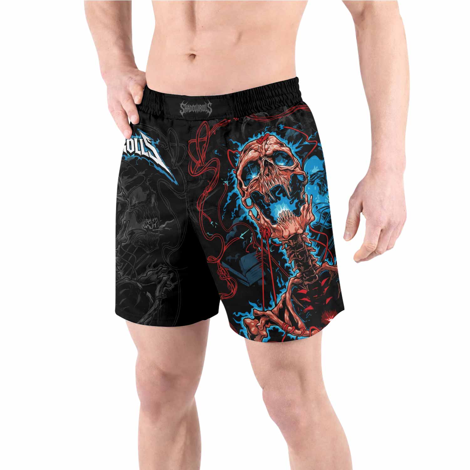 Necro Chains Grappling Shorts - front view lifestyle