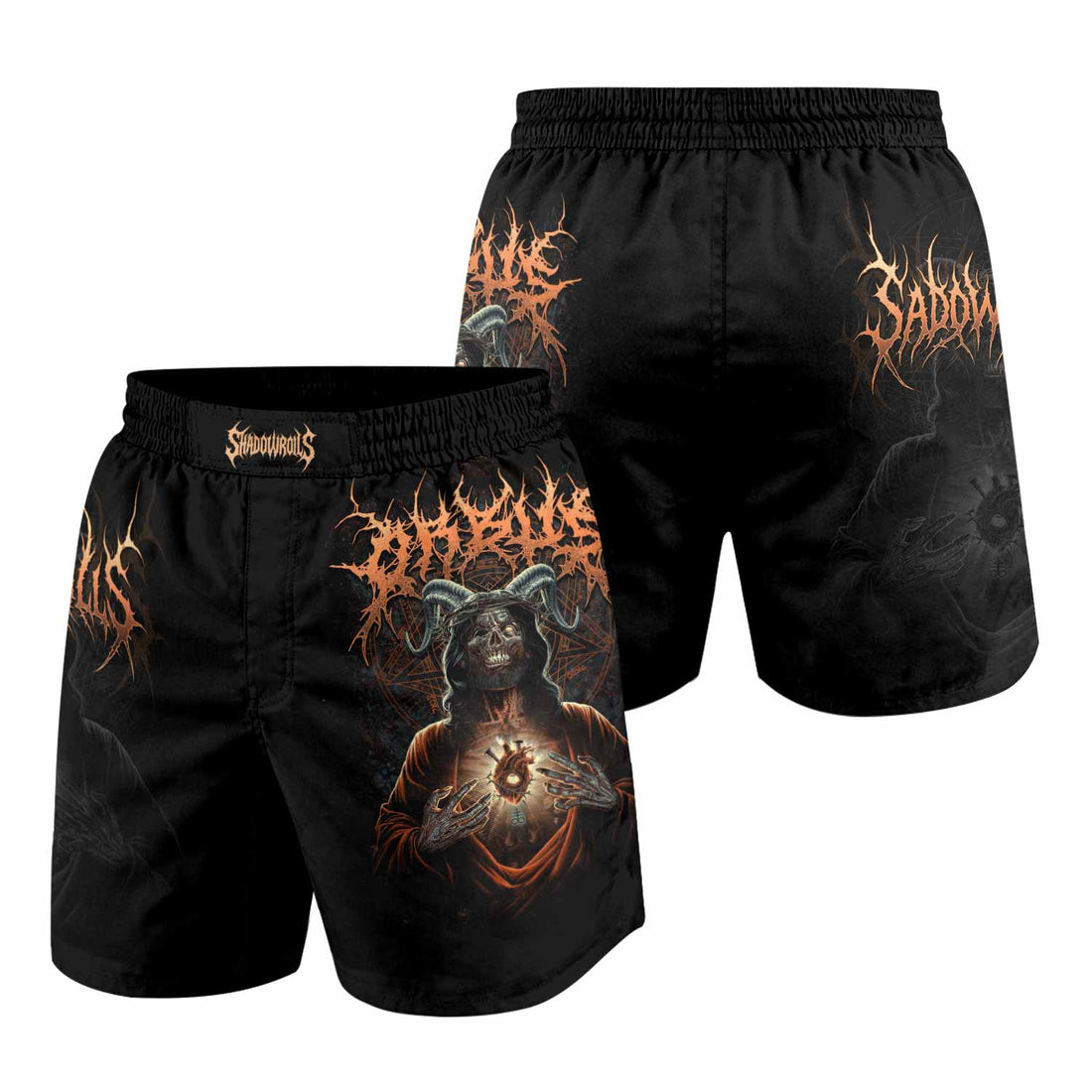 Cult of Shadows Grappling Shorts - front and back view