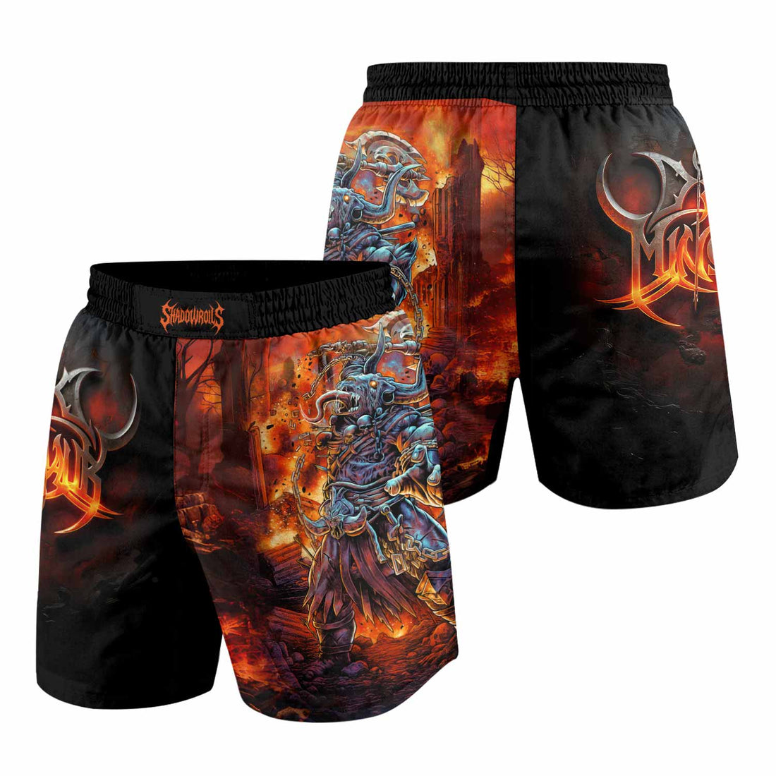 Inferno Minotaur Grappling Shorts - front and back view