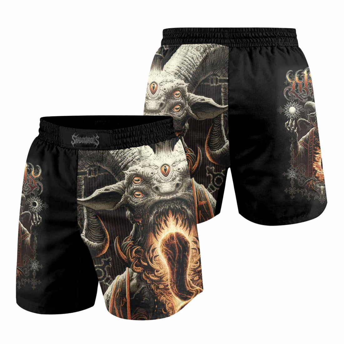 Eldritch Horror Grappling Shorts - front and back view