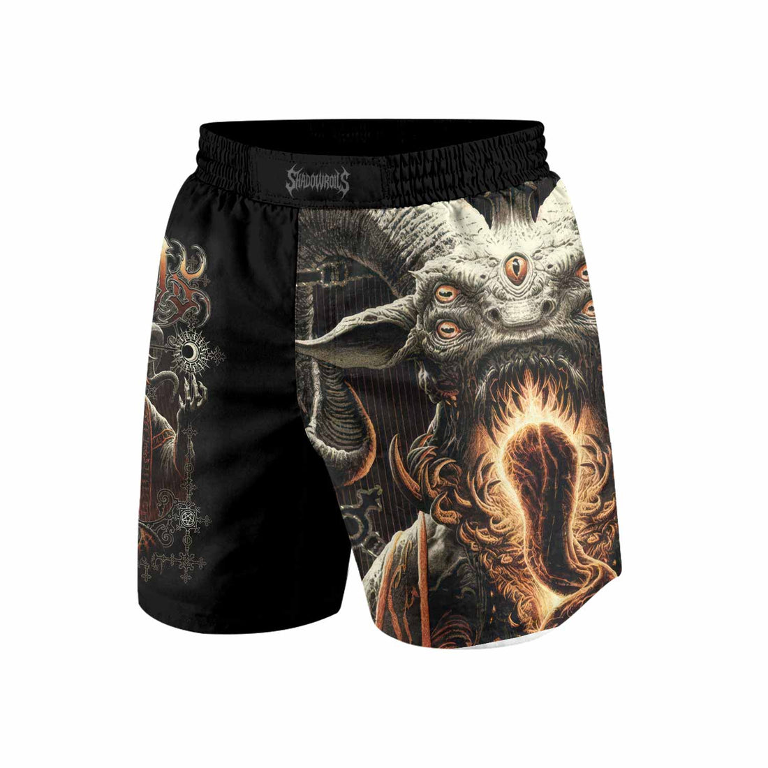 Eldritch Horror Grappling Shorts - front and back view