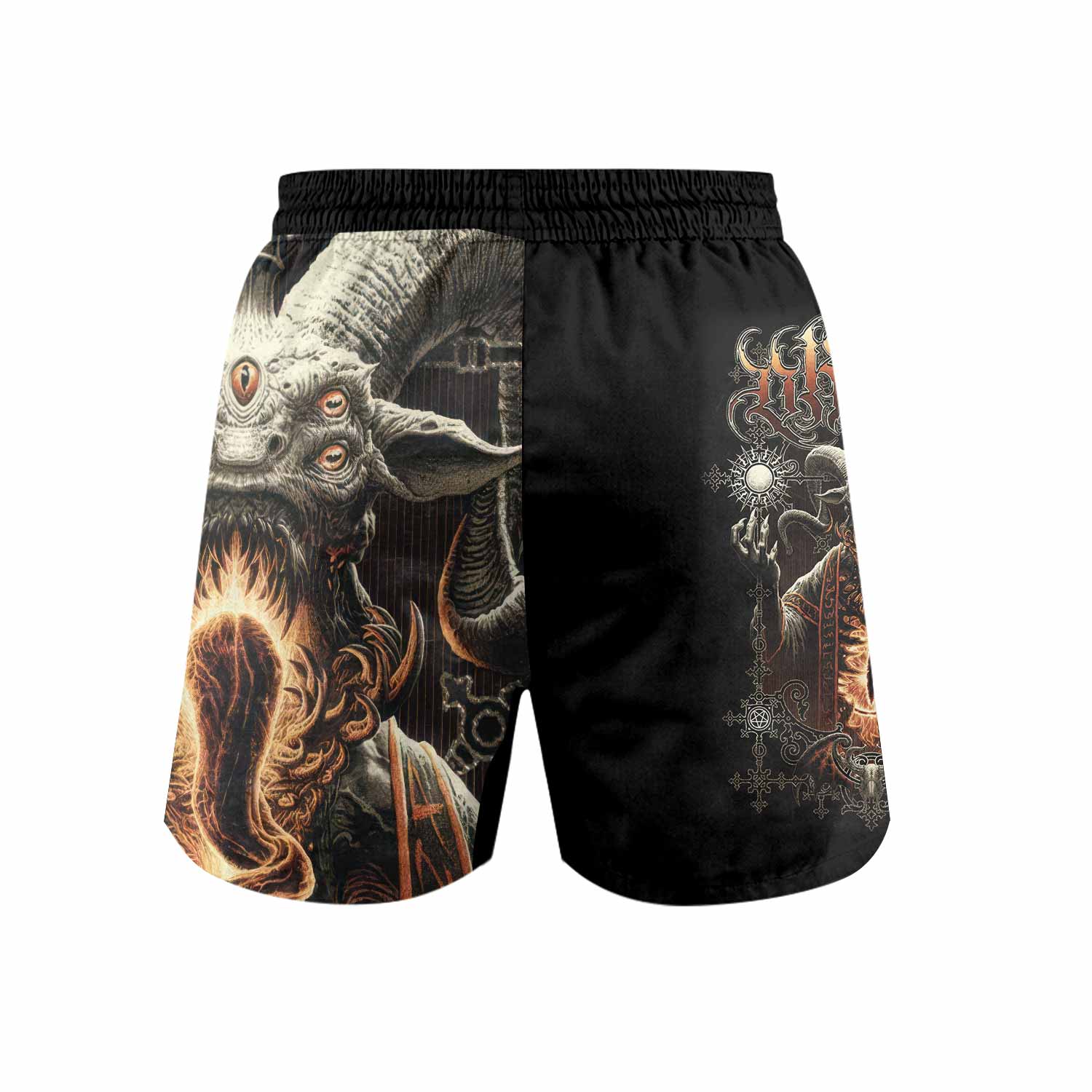 Eldritch Horror Grappling Shorts - back view mockup